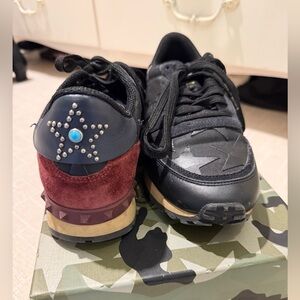 Valentino Navy & Burgundy Sneakers with Turquoise Detailing